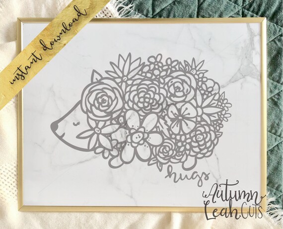 Floral Hedgehog Hug SVG PNG Jpeg DXF cut file for | Etsy