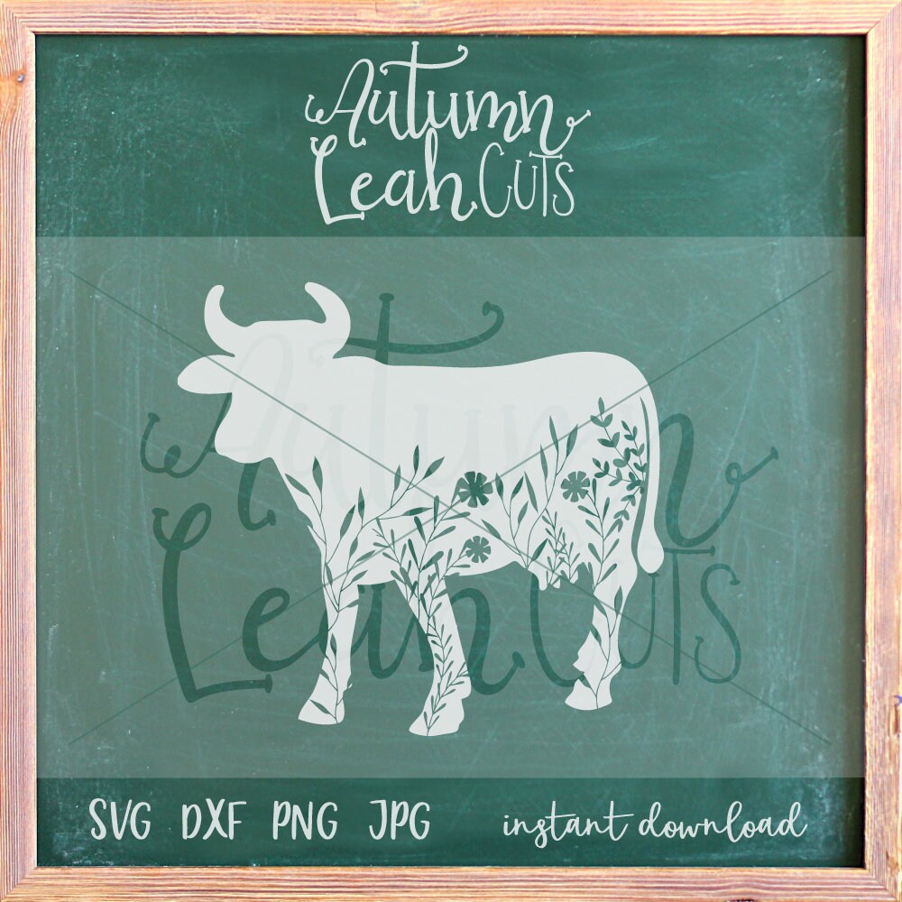 Download Floral Cow Svg SVG PNG Jpeg DXF cut file for Silhouette | Etsy