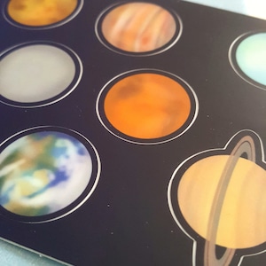 Solar System Stickers, planetary space sticker, outer space planets, sun earth mercury venus mars jupiter saturn uranus neptune pluto planet