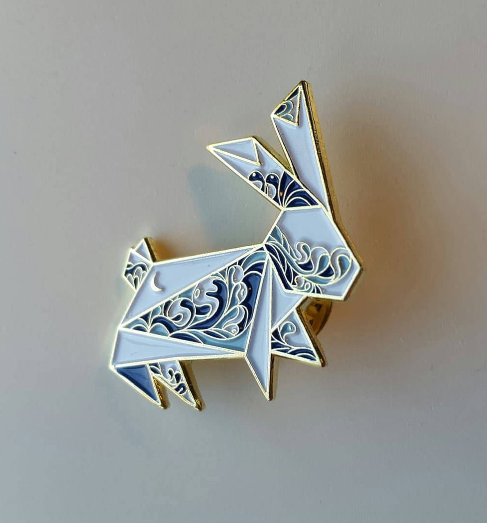 Origami Rabbit Enamel Lapel Pin Etsy