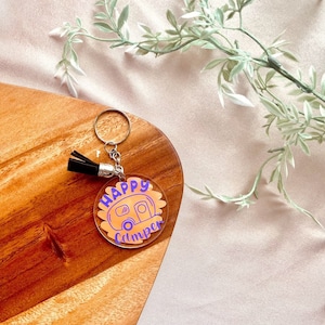 Happy Camper Keychain ~ Keyring accessory