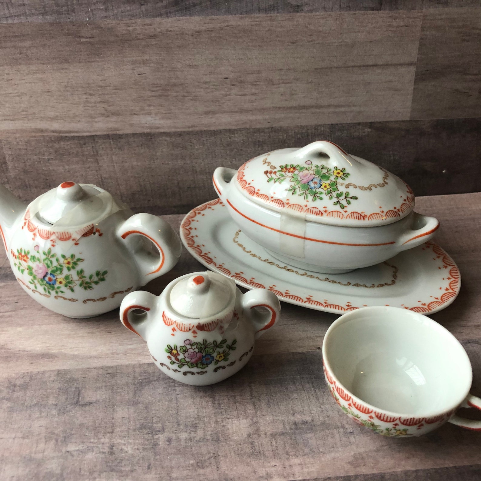 Vintage Child Tea Set Cottagecore Floral 1940s Farmhouse Etsy