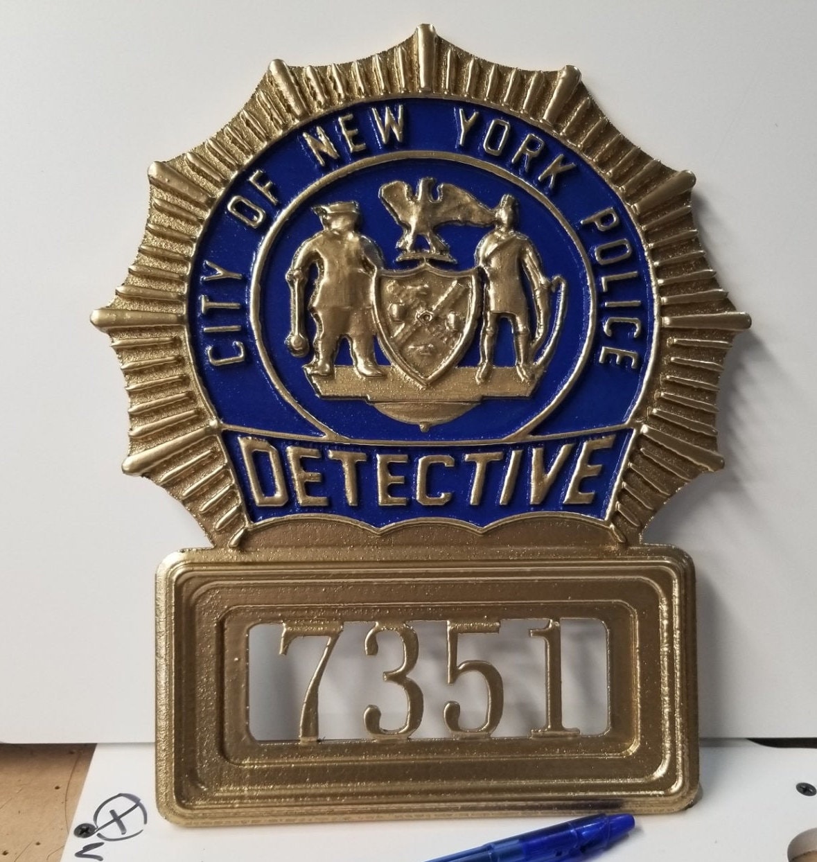12 inch NYPD Detective shield wall art with any number or | Etsy