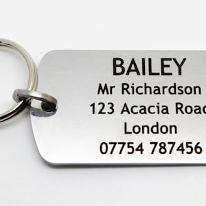 Designer Dog Tag style Pet ID Tag. FREE ENGRAVING. Stainless steel