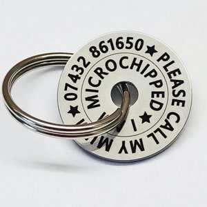 Funky design double sided dog ID disc tag. Stainless steel washer style. Free Laser Engraving