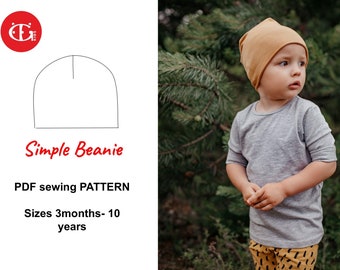 Baby slouchy hat pattern,  sewing pdf pattern and tutorial for begginers, very easy, from newborn to teenager