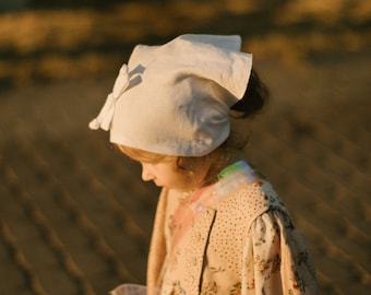 Foulard en lin blanc pour fille, couvre-chef de baptême, protection solaire pour bébé fille, bandeau solaire pour tout-petit, foulard de baptême, tour de tête