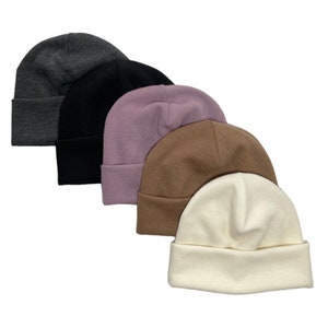 Cuffed knit beanie, unisex winter hat with merino wool, warm hat for men and women, adult winter accessories, simple beanie