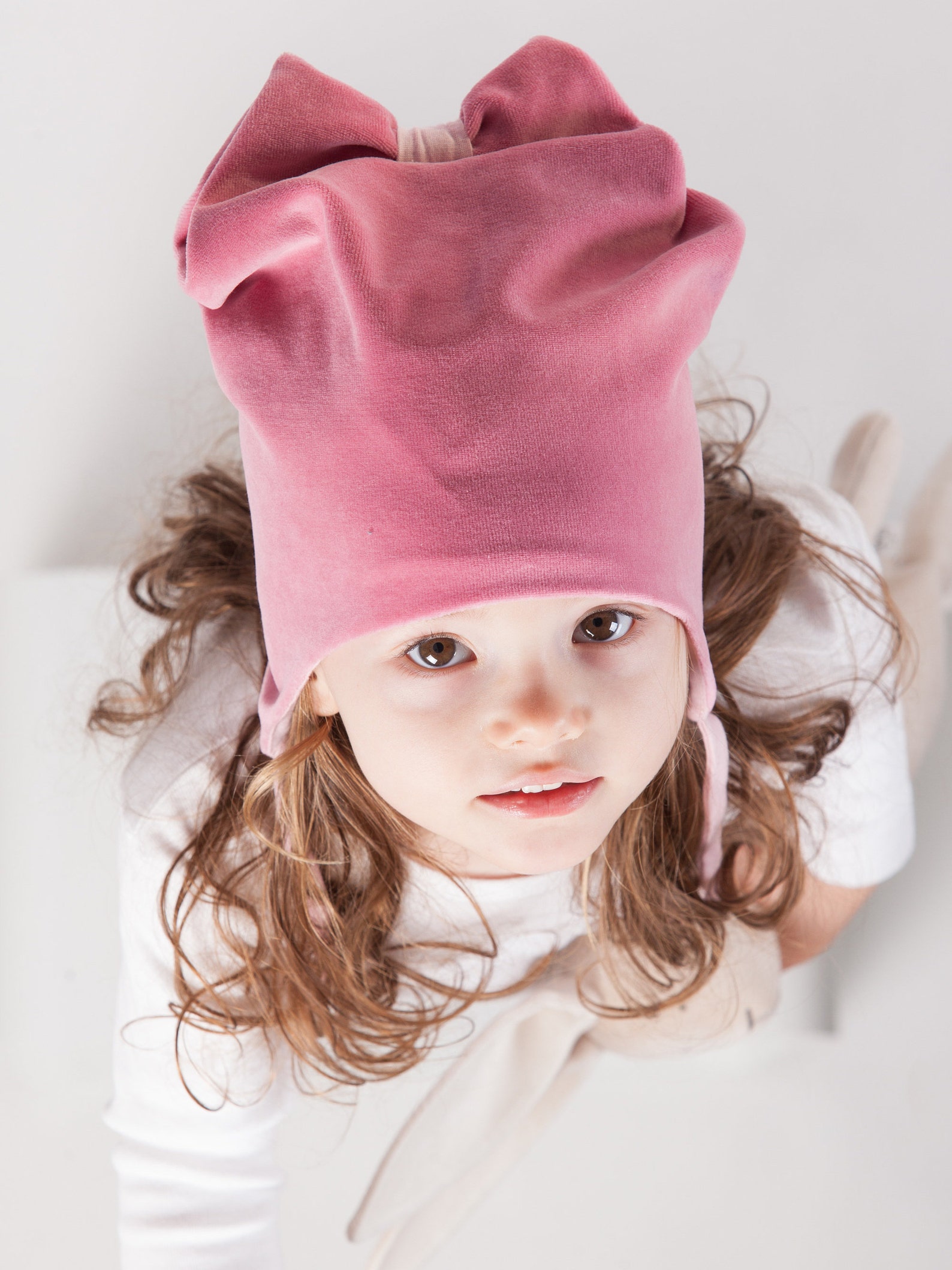 Ear flap baby hat hat with ties girl hat with bow powder Etsy