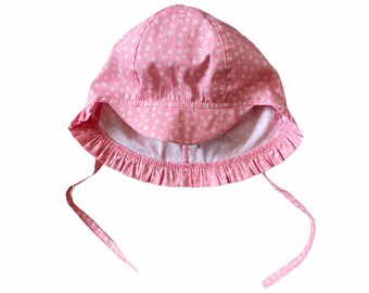 Cappello da legionario per bambina con volant, cappello da sole in cotone rosa con fiori, cuffia da bambino per l'estate, protezione solare leggera