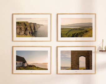 Ireland Sunset Photography Prints, Set Of 4 Wall Art Prints, Modern Living Room Wall Art Decor, Minimalist Gallery Wall Set Of Four Prints