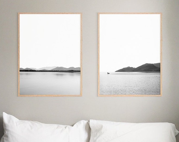 Print Set of 2 Minimalist Art Pieces, Gallery Wall Art Set of 2 Black