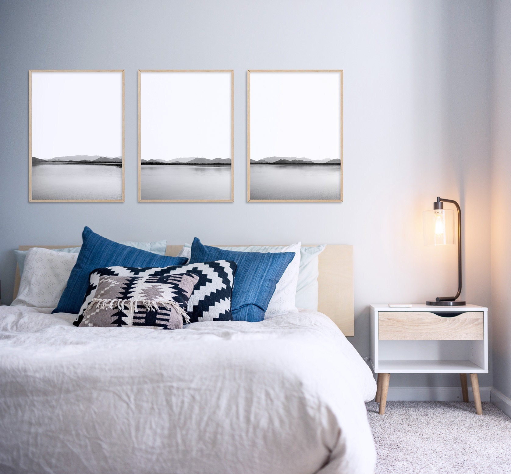 Minimalist Set of 3 Gallery Wall Bedroom Wall Art Peaceful Etsy