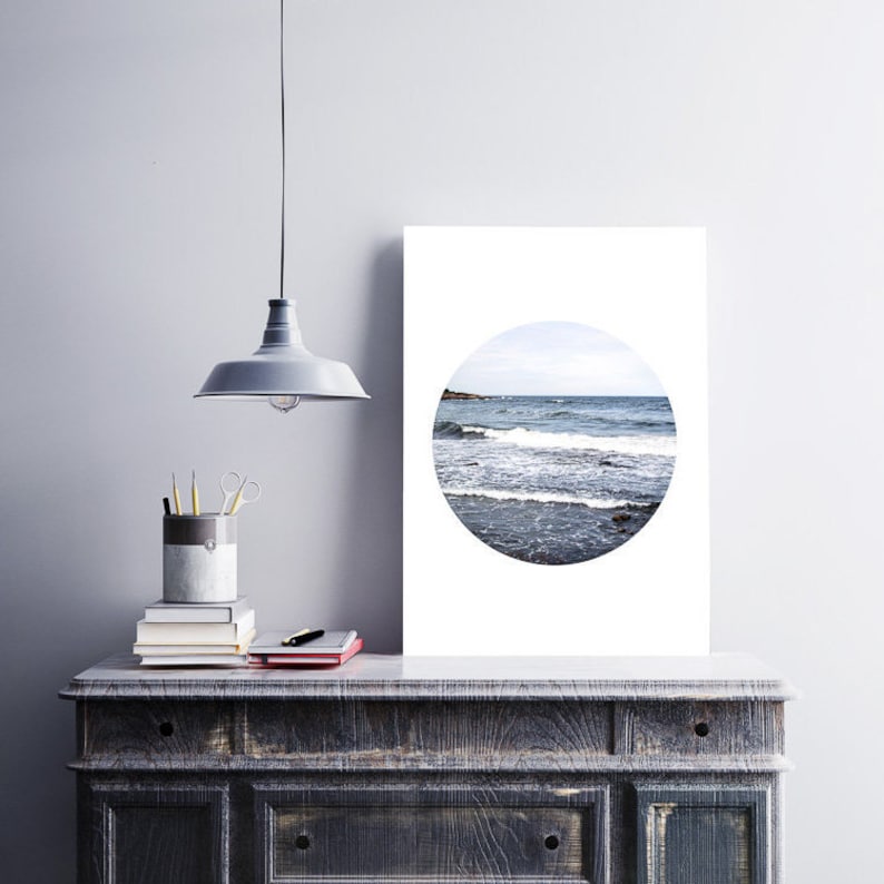 Modern Ocean Photography Art Print, Minimalist Coastal Living Room Wall