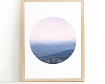 Abstract Mountain Photography Print Artwork, Peaceful Bedroom Wall Art Decor, Blue And Purple Wall Art Home Decor Prints Gift For Women