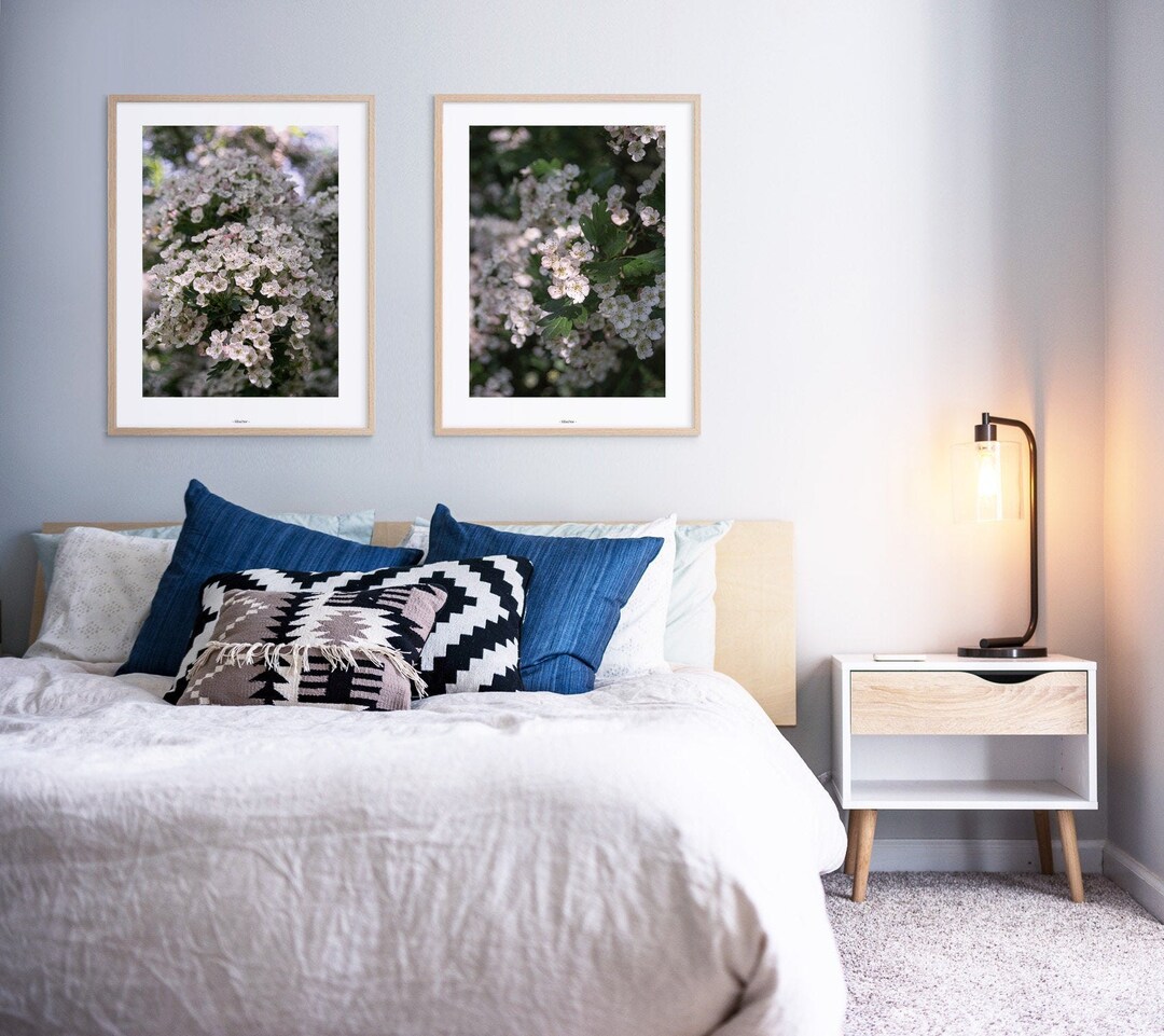 Set of Two Bedroom Art Prints Set of 2 Pink Flower Prints Etsy