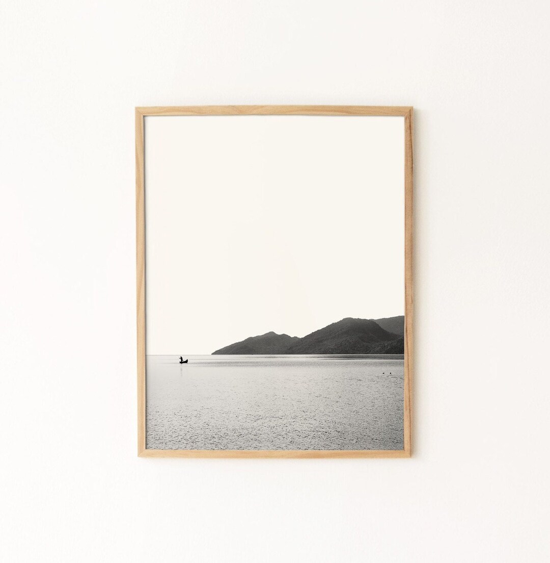 Minimalist Modern Black and White Wall Art, Minimalist Mountain Art