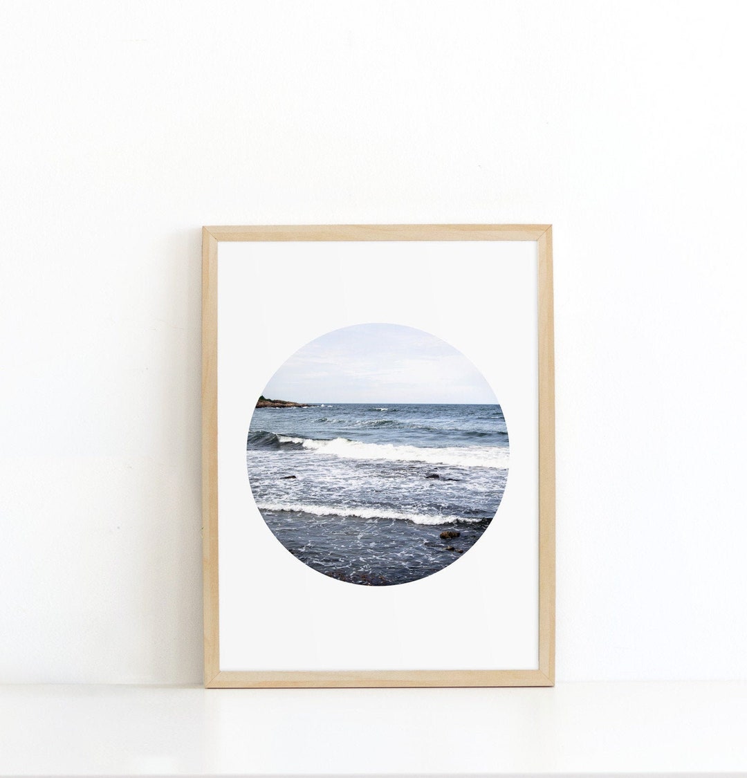Modern Ocean Photography Art Print, Minimalist Coastal Living Room Wall