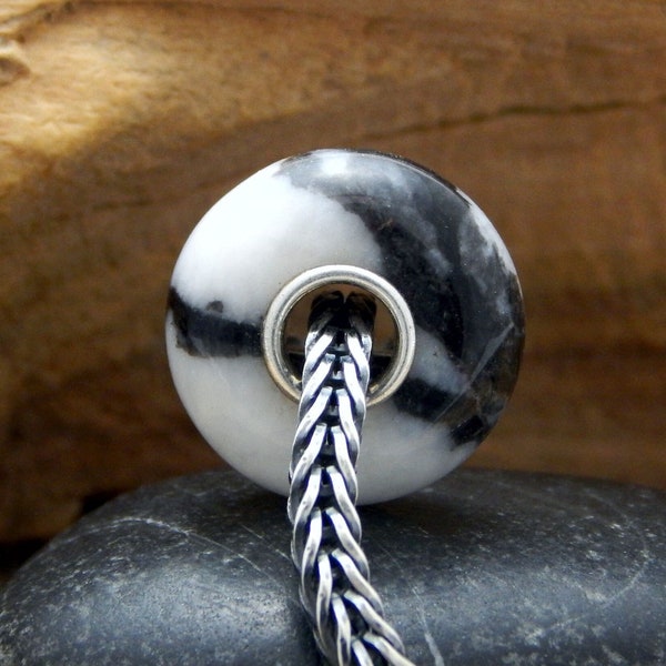 Pierre blanche noire zèbre jaspe perle de pierre précieuse style européen grand trou lisse naturel zèbre marbre roche cadeau unisexe