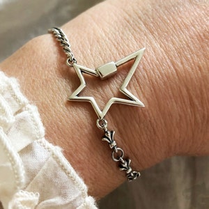 Star Carabiner bracelet 925 Sterling silver 'You're a Star bracelet' chain adjustable bracelet