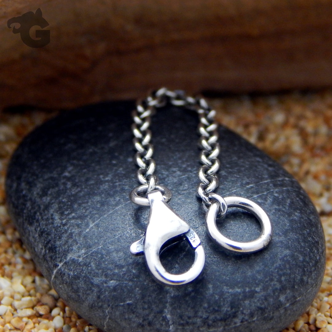 Safety Chain Bracelet Oxidized 925 Sterling Silver Extra Security for