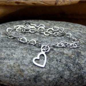 pulsera de corazón cadena de eslabones huecos plata 925 pulsera de corazón todo el día pulsera ajustable minimalista