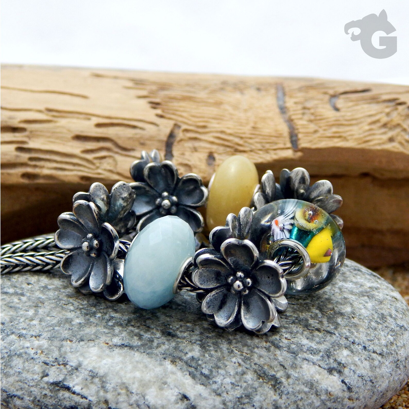 Artisan Handcrafted Prasiolite Flower Ring - .925 Sterling Silver Green Stone 'Sunflowers' Ring - Indonesia Made