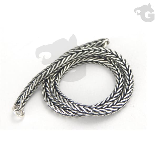 16cm/6.30" 925 Oxidized Sterling silver Snake Foxtail chain bracelet without the clasp