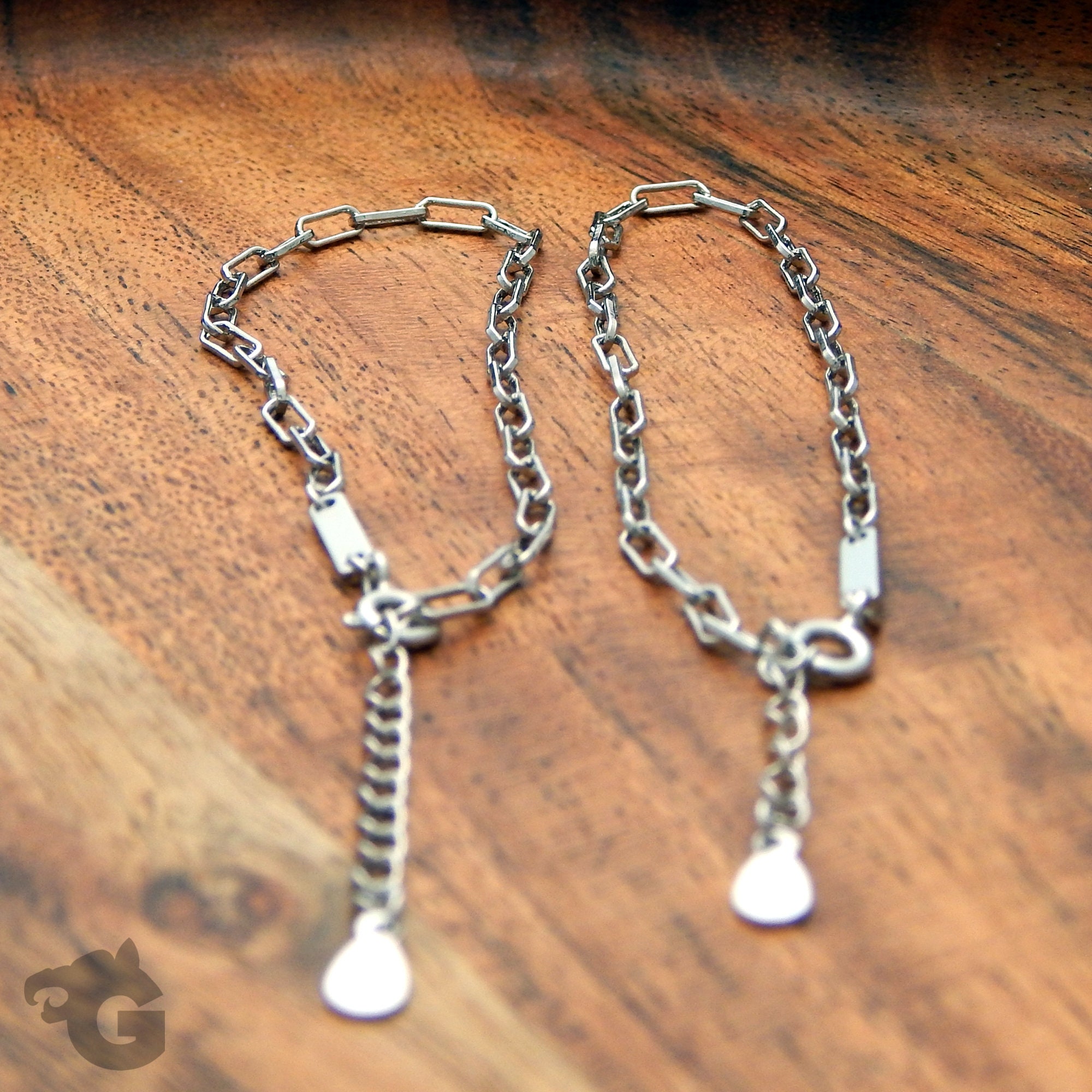 Bracciale Graffette In Argento Sterling 925 Rodiato - Made In Italy, Anallergico, Regolabile 20 Cm