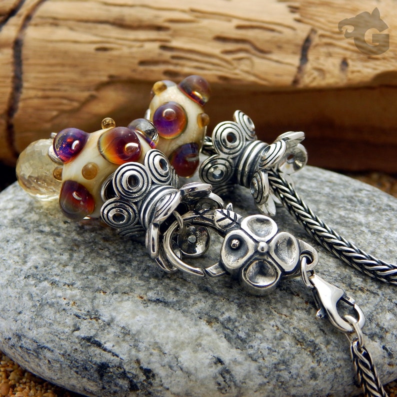 Clasp double Lobster oxidized 925 