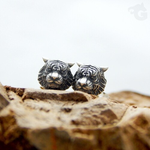 Orecchini Tigre In Argento Sterling 925 - Pendenti Con Filtro - Gioiello Big Cats