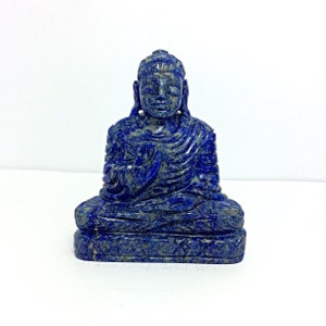 Hand Carved Natural Lapis Lazuli Carving Meditation Buddha gemstone article yoga worship prayer statue home decor figurine