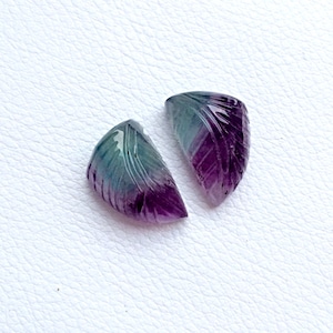 2 pcs of Hand Carved Flourit gemstones cabochons for wirewrap jewelry making supplies