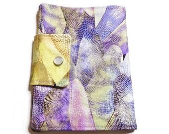 Fabric Passport Wallet, Passport Case, Passport Holder, Snap Closure, Lavender, Purple, Gold