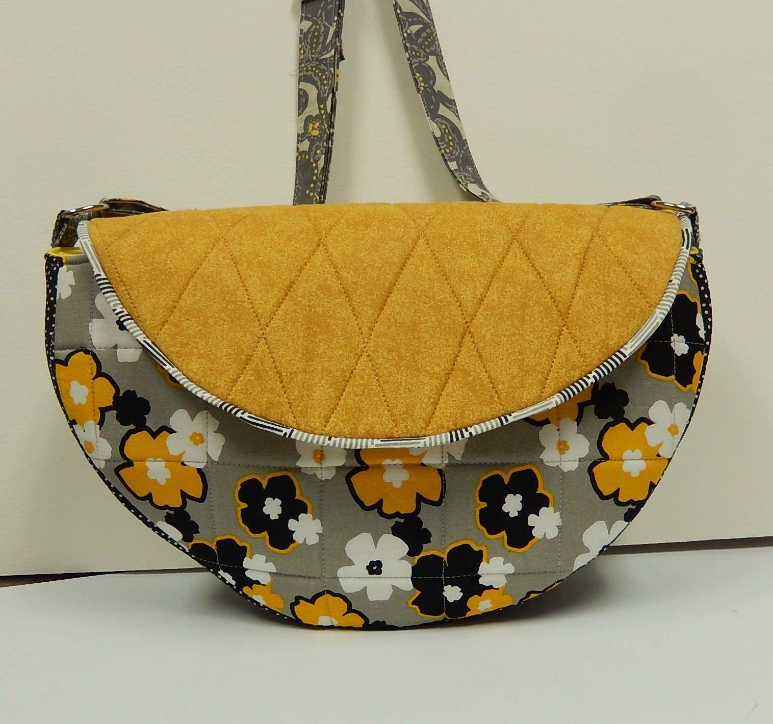 Saddle Bag Purse, Quilted Shoulder Bag, Crossbody Tote, Floral Purse