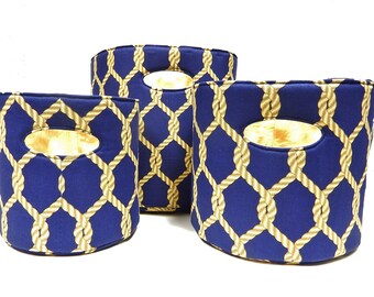 Storage Bins, Set of Three Baskets Made of Heavy Fabric