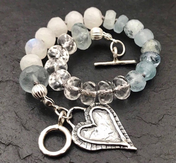 Natural Rainbow Moonstone Bracelet Sterling Silver Jewelry 6.5/" /& 7.5/" Mothers D