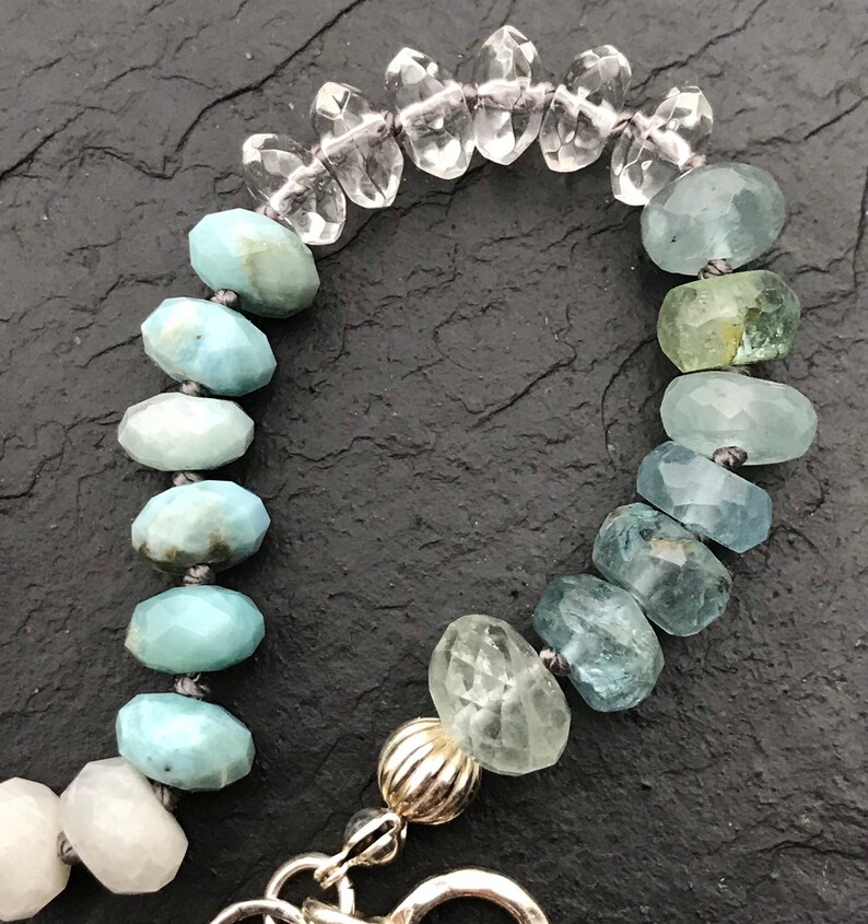 Larimar Aquamarine Rainbow Moonstone & Clear Quartz Beaded Etsy