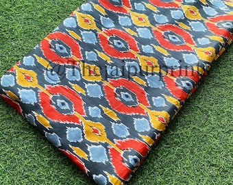 Gray Ikat Print Cotton Fabric – Handloom Indian Fabric By The Yard