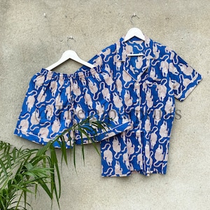 New Animal Print Pajama Shorts, Cotton Pajama Set, Bridesmaid PJ Set, Summer Beach Pajamas, Matching Shorts