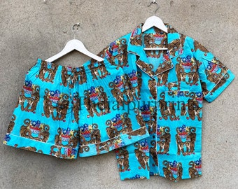 Tiger Print Baumwolle Pyjama Set, Brautjungfer Geschenk