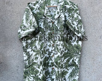 Damen Kurzer Pyjama aus Baumwolle, Floral Loungewear