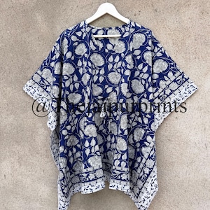 Women Wear Cotton Kaftan, Comfortable Clothing, Hand Block Print Caftan, India Dress, Beach Cover Ups, Sleepwear, Summer Maxi Dress, Tunic