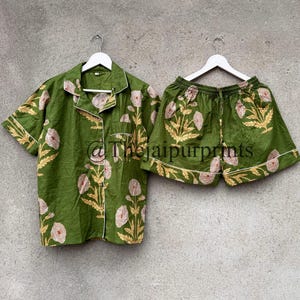 Hand Block Print Cotton Pajama Set: Indian Loungewear