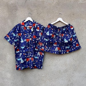 Beautiful Christmas Print 100% Pure Cotton Pajama Shorts, Christmas Party Matching Shorts, Loungewear Pj Set, Women&#39;s Shorts, Christmas Gift