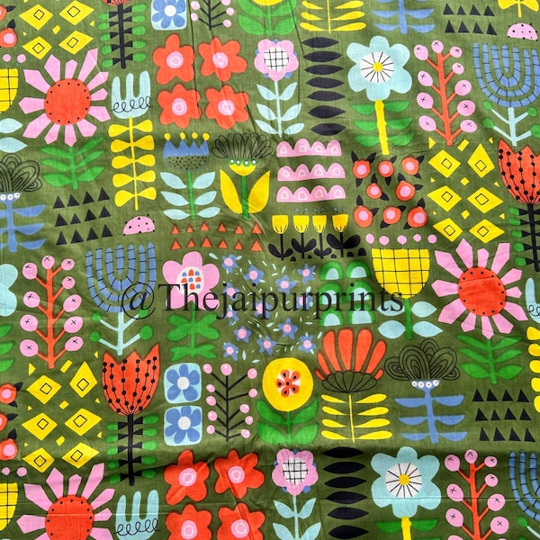 100% Cotton Indian Hand Block Print Fabric, Artisan Voile By Yard