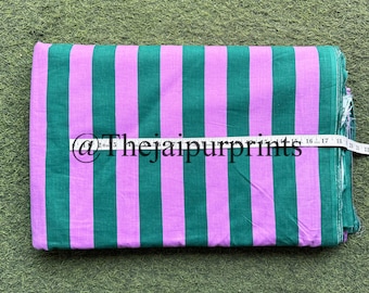 Indian Hand Block Striped Print Fabric, 100% Soft Lightweight Cotton Fabric, Sewing Fabric, Quilting Fabric, Dressmaking Fabric, Loose