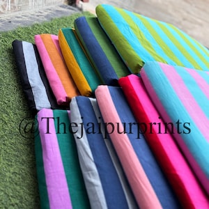 Stripes Print Cotton Fabric: Hand Block Printed Indian Sewing Fabric