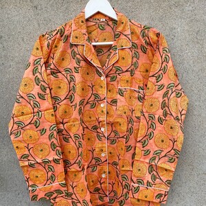 Floral Print Cotton Pajamas Set: Long Sleeved PJs