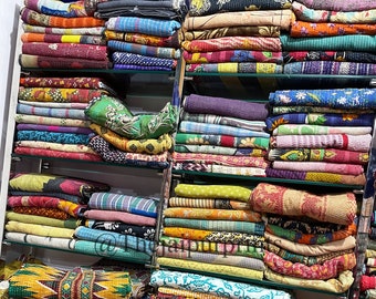 Wholesale Indian Vintage Kantha Quilt Lot, Handmade Cotton Bedspread